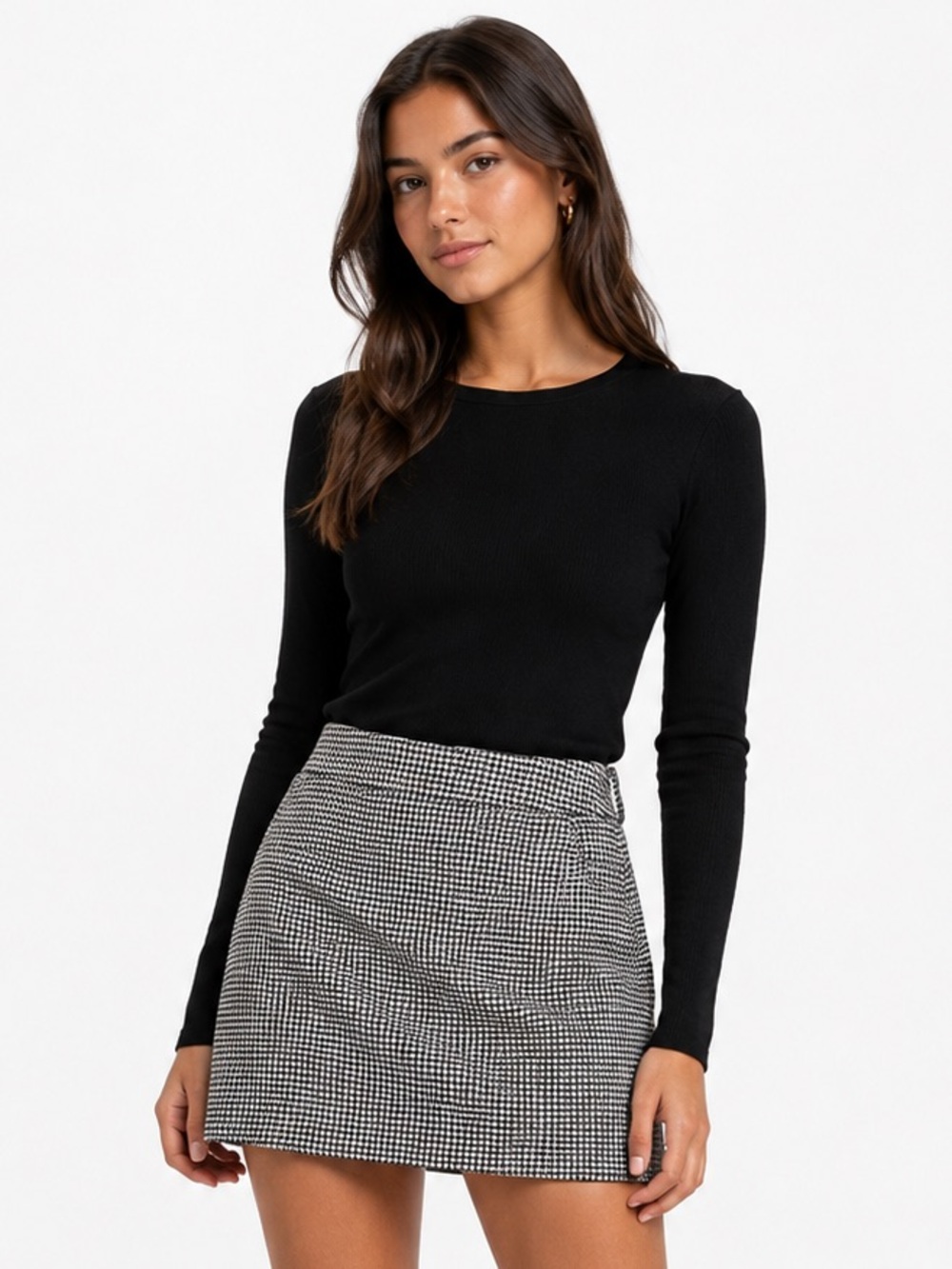 Abercrombie & Fitch Black and White Houndstooth Mini Skort Size XXS